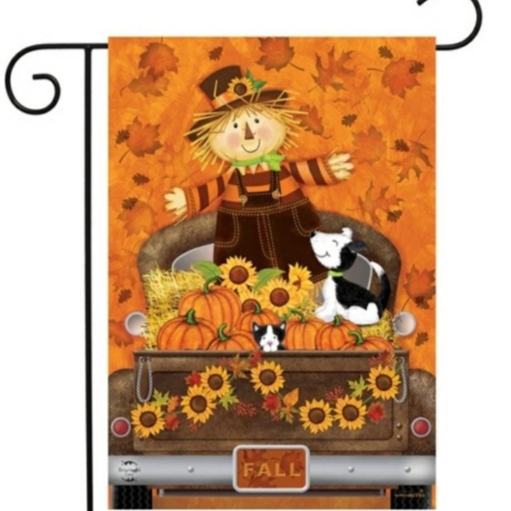 Fall Harvest Autumn Scarecrow Garden Flag
